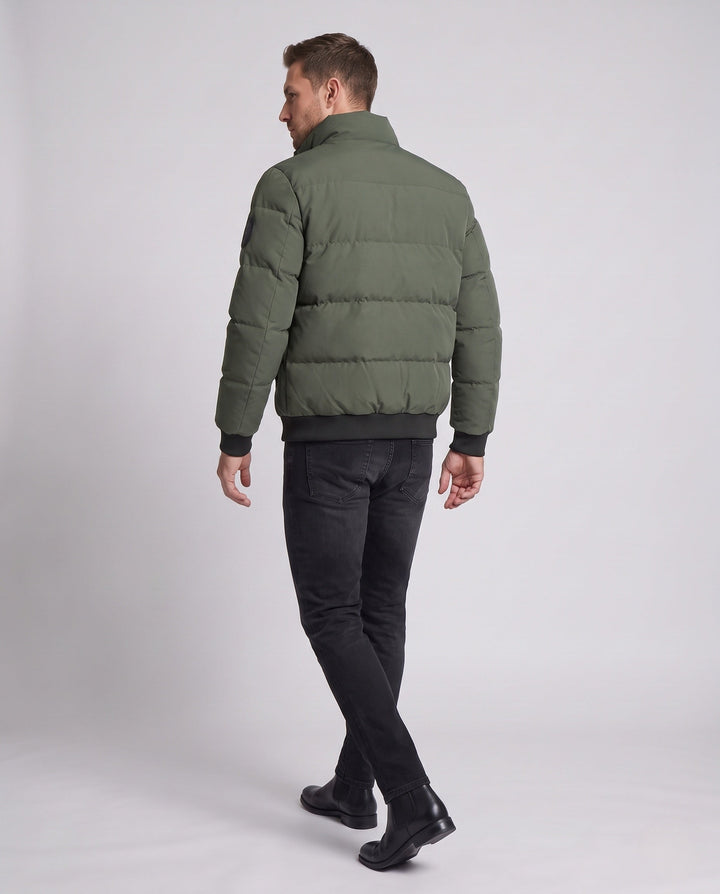 Men's short blouson in quilted puffer look with windproof outer layer and ribbed finishes Hudson & Parker