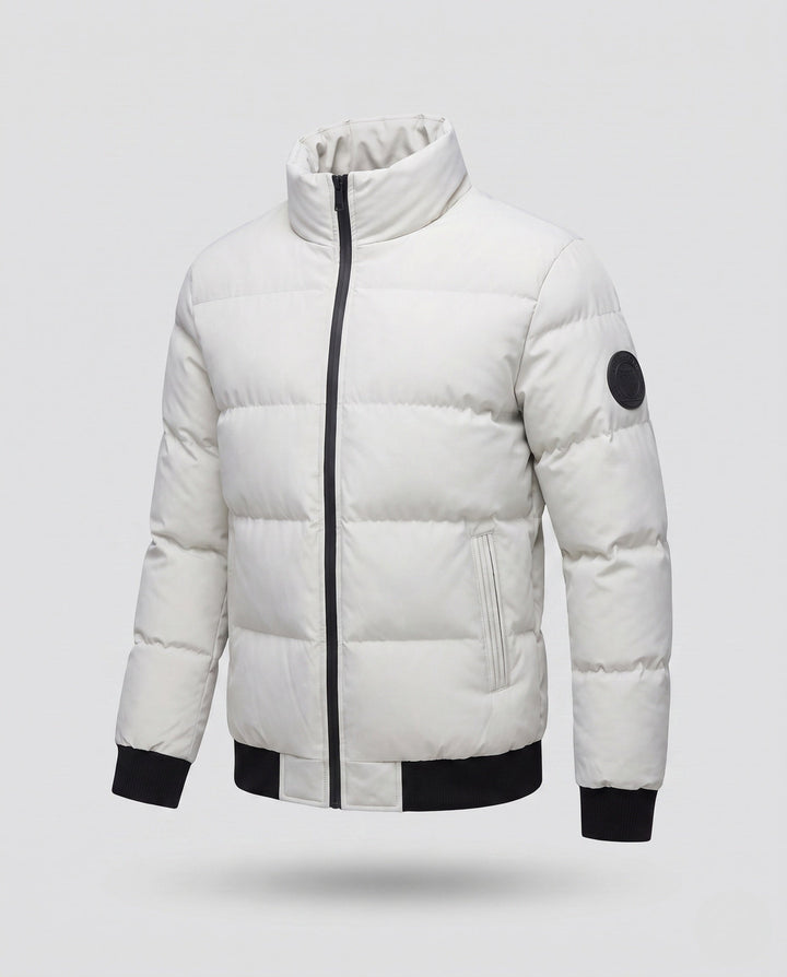 Men's short blouson in quilted puffer look with windproof outer layer and ribbed finishes Hudson & Parker