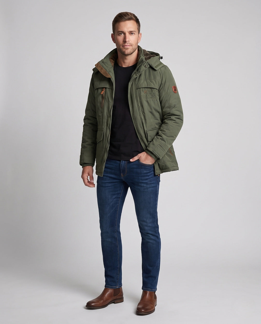Men's short padded field blouson with quilted thermal lining and flap pockets Hudson & Parker