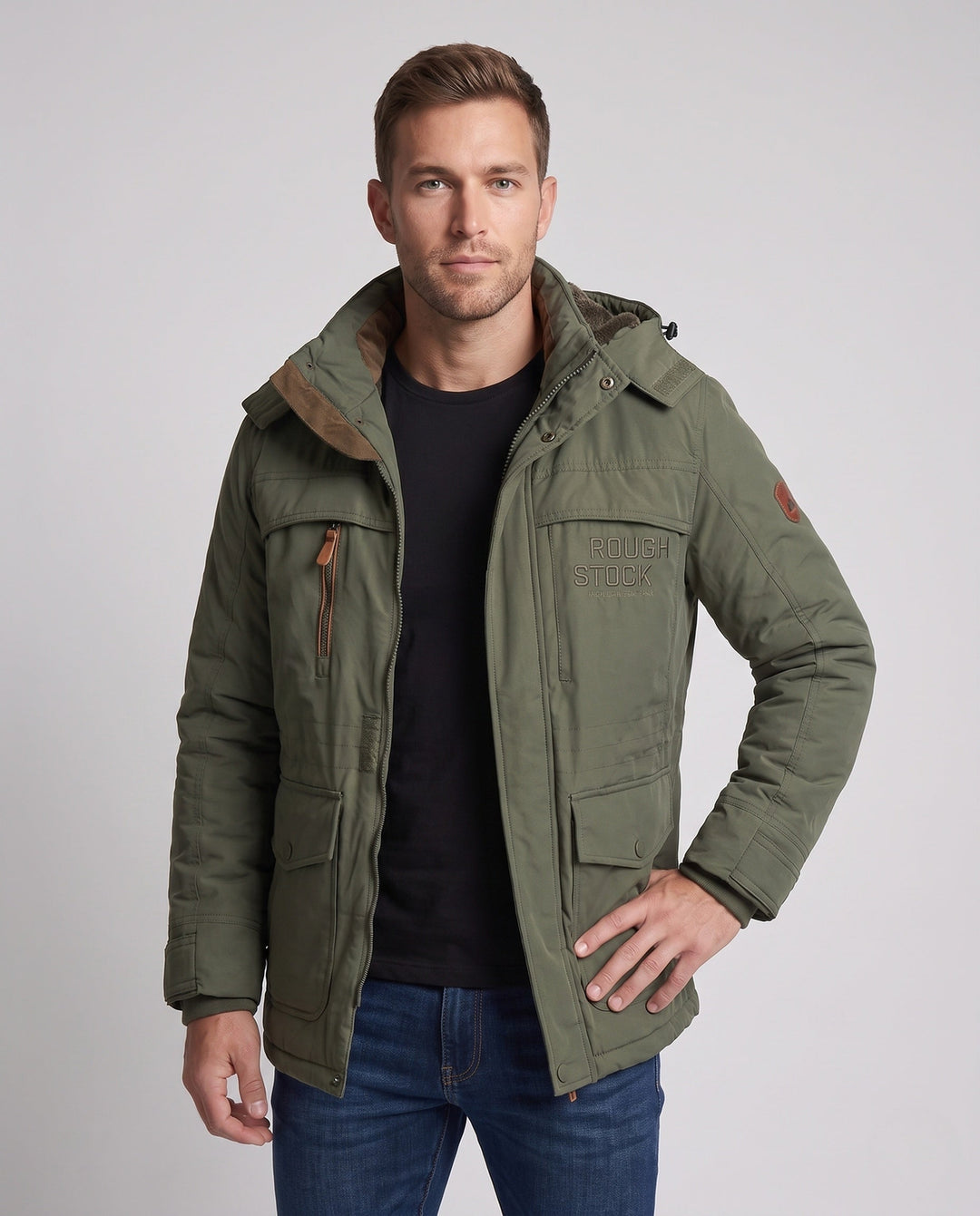 Men's short padded field blouson with quilted thermal lining and flap pockets Hudson & Parker
