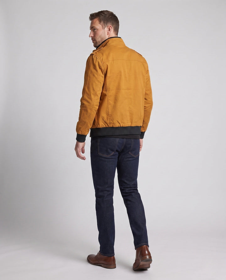 Men's short jacket with teddy lining, zipper, and shoulder flaps Hudson & Parker