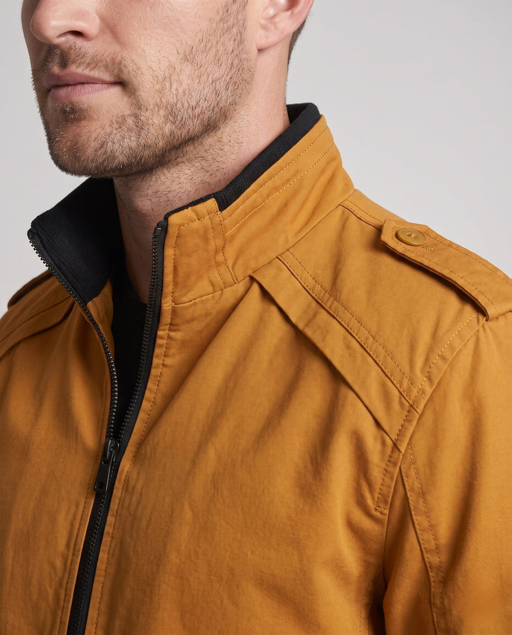 Men's short jacket with teddy lining, zipper, and shoulder flaps Hudson & Parker