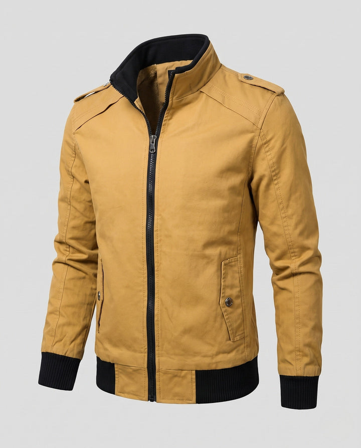 Men's short jacket with teddy lining, zipper, and shoulder flaps Hudson & Parker