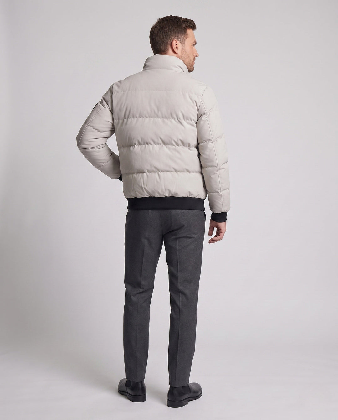 Men's Short Parka Style Puffer Jacket with Windproof Outer Layer and Ribbed Cuffs Hudson & Parker