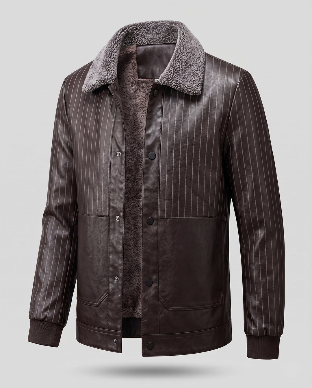 Men's faux leather blouson with pinstripe look and teddy lining Hudson & Parker