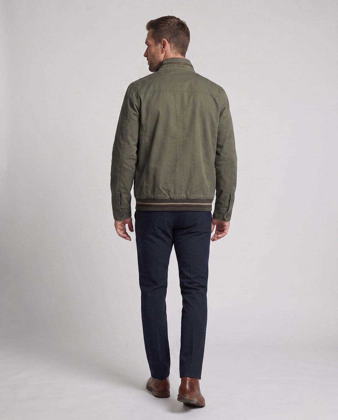 Men's lightweight canvas transitional jacket with stand-up collar and integrated lining Hudson & Parker