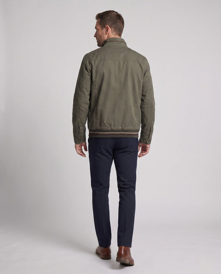 Men's lightweight canvas transitional jacket with stand-up collar and integrated lining Hudson & Parker