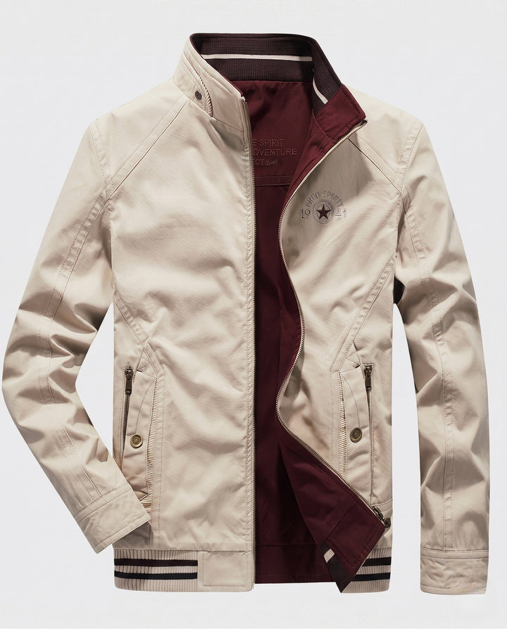 Men's lightweight canvas transitional jacket with stand-up collar and integrated lining Hudson & Parker