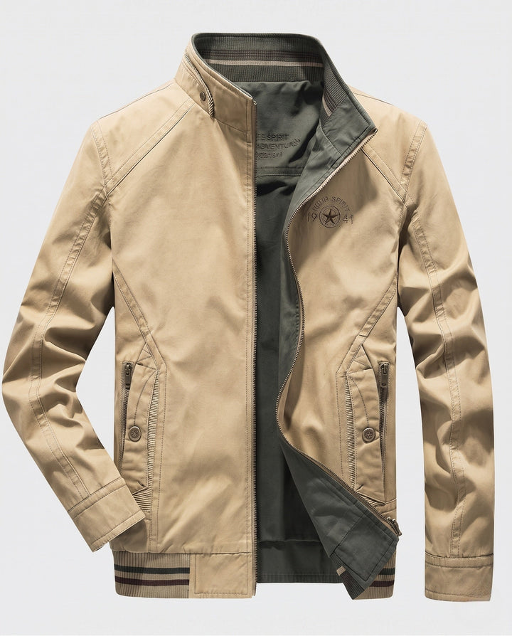 Men's lightweight canvas transitional jacket with stand-up collar and integrated lining Hudson & Parker