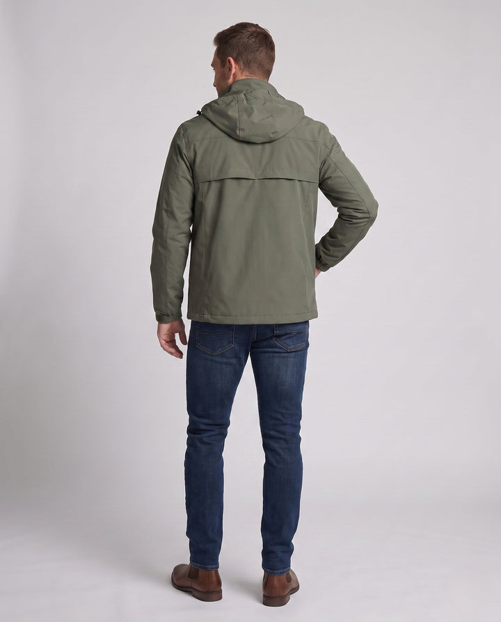 Men's Lightweight Hooded Utility Jacket with Concealed Zipper and Chest Pocket Hudson & Parker