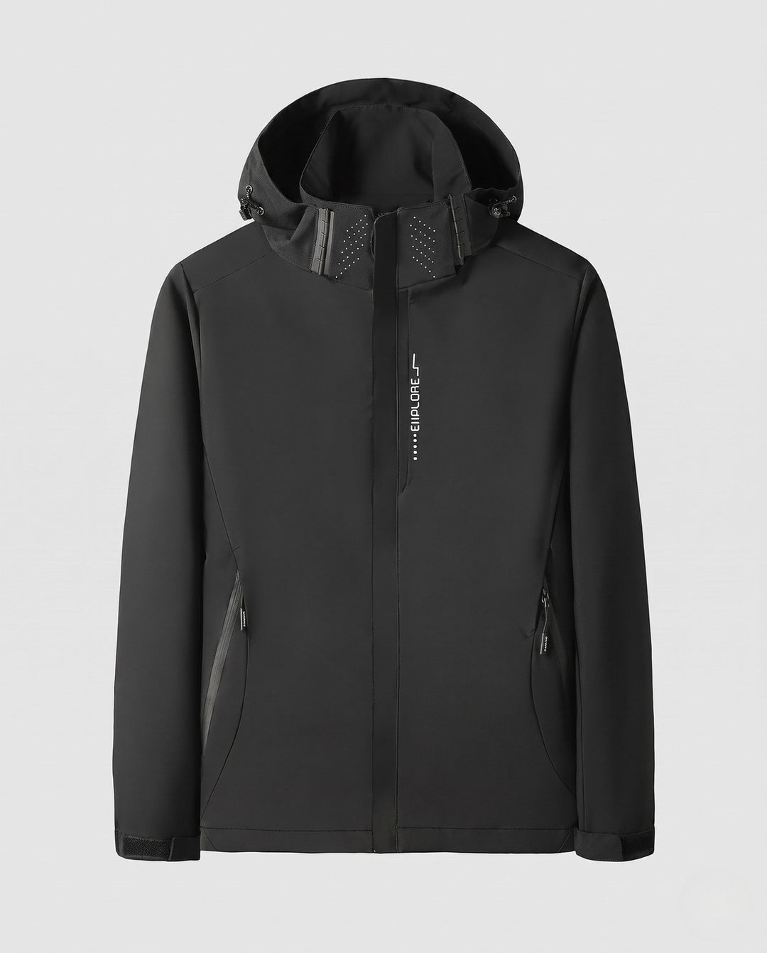 Men's lightweight technical softshell jacket with adjustable hood, wind and water repellent Hudson & Parker