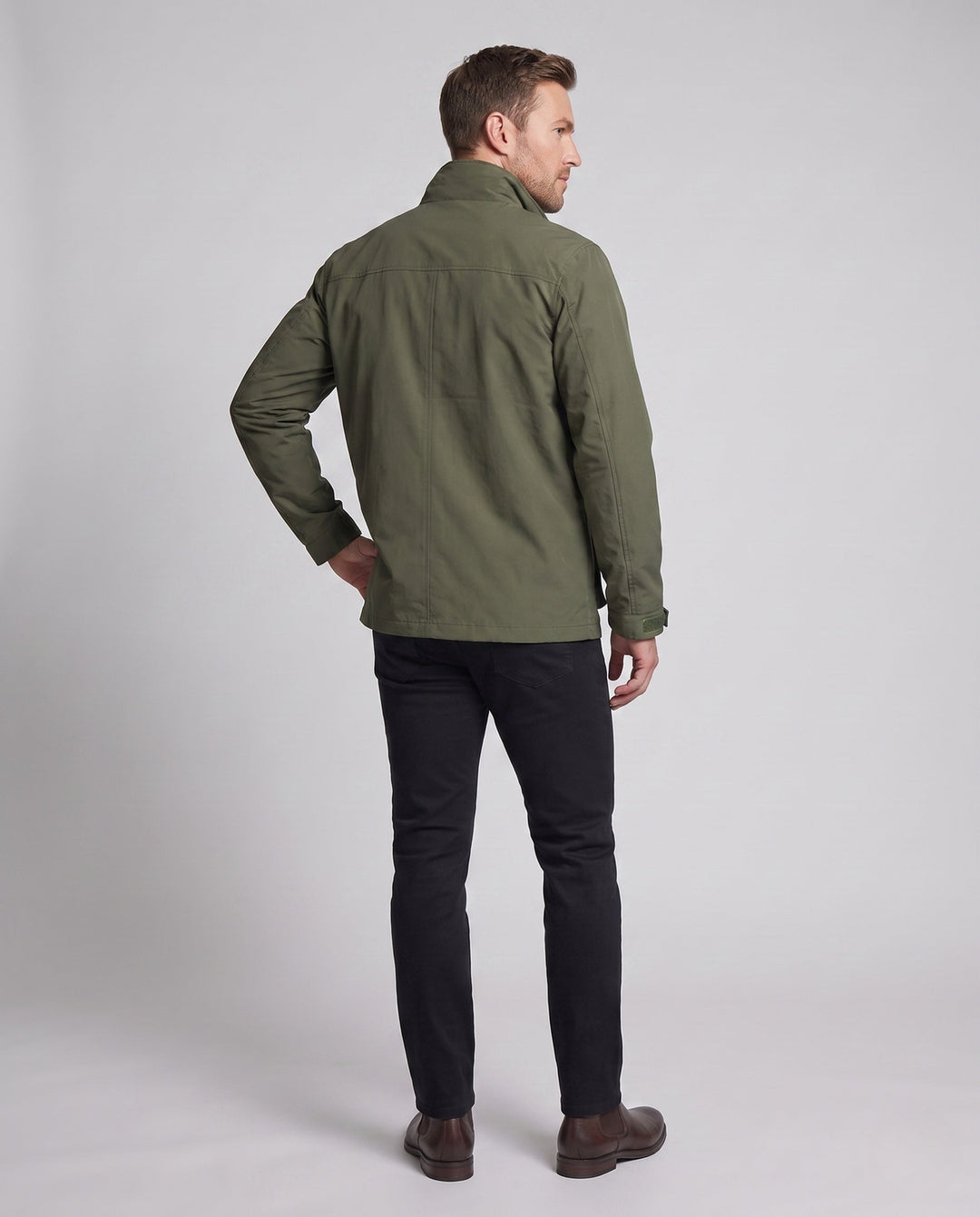 Men's Lightweight Utility Field Jacket with Multifunctional Pockets and Adjustable Hem Hudson & Parker