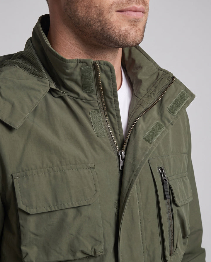 Men's Lightweight Utility Field Jacket with Multifunctional Pockets and Adjustable Hem Hudson & Parker