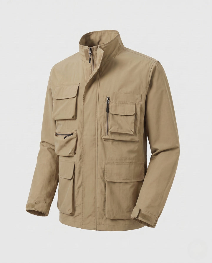 Men's Lightweight Utility Field Jacket with Multifunctional Pockets and Adjustable Hem Hudson & Parker