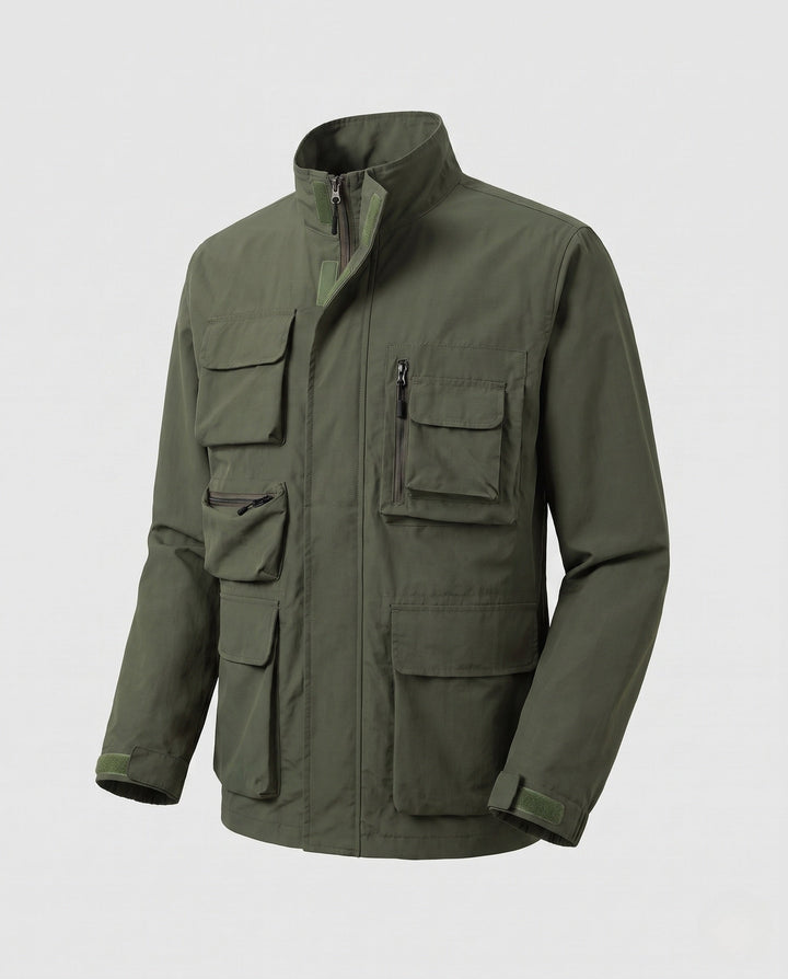 Men's Lightweight Utility Field Jacket with Multifunctional Pockets and Adjustable Hem Hudson & Parker