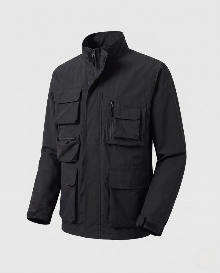 Men's Lightweight Utility Field Jacket with Multifunctional Pockets and Adjustable Hem Hudson & Parker