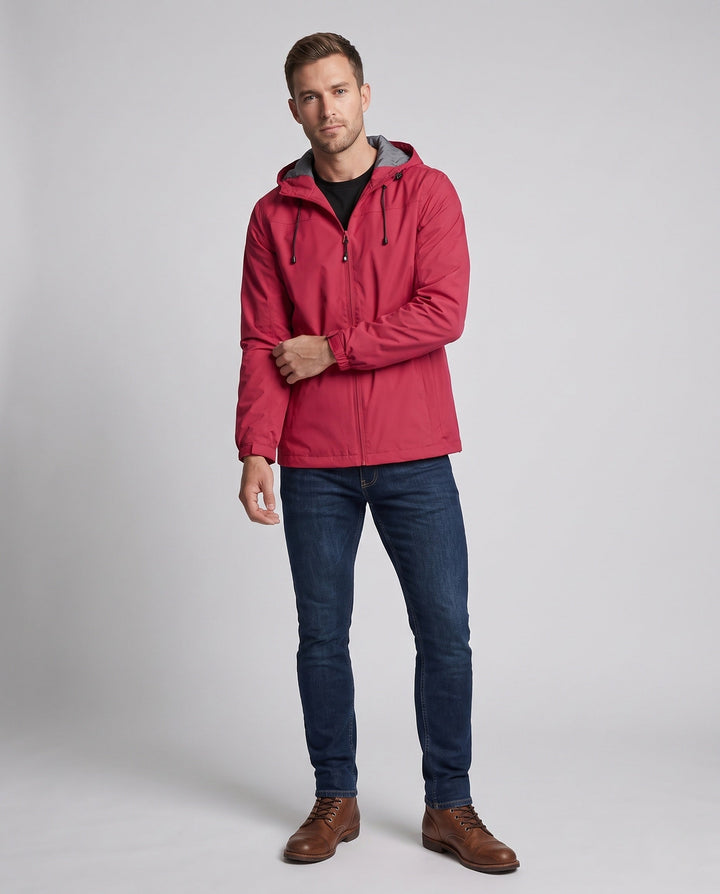 Men's Lightweight Water-Repellent Hooded Jacket with Adjustable Hood and Subtle Thermal Lining Hudson & Parker