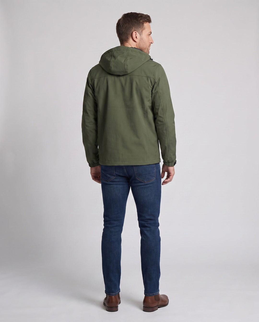 Men's lightweight wind and water repellent hooded jacket with adjustable hood and zippered pockets Hudson & Parker