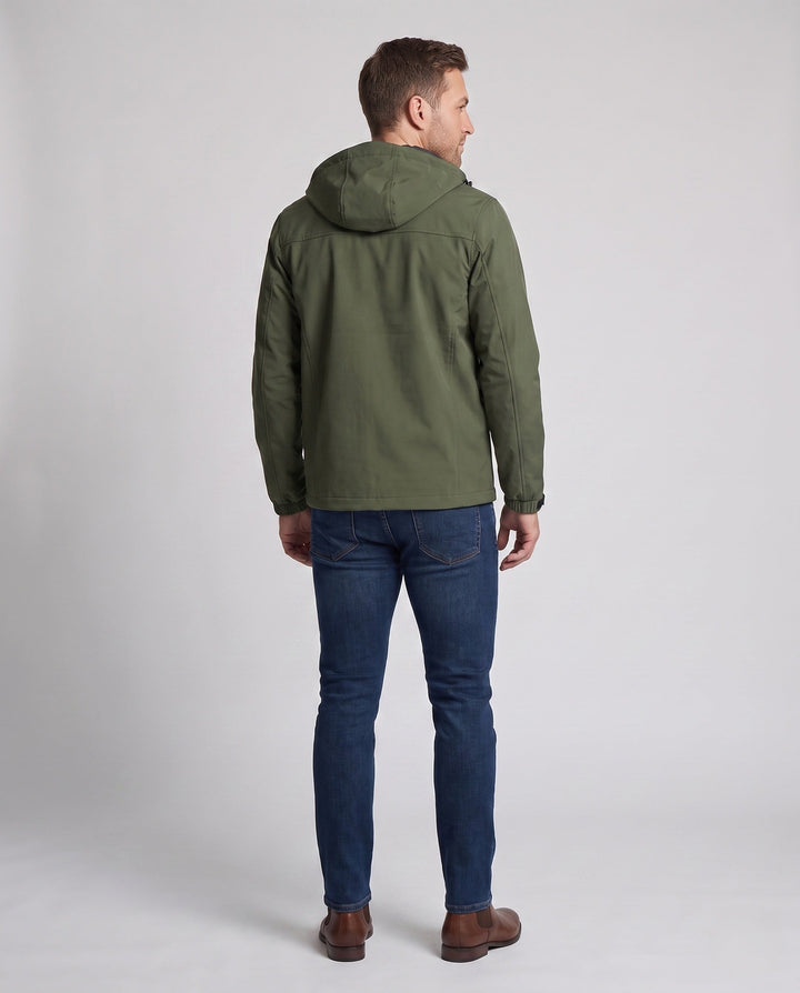 Men's lightweight wind and water repellent hooded jacket with adjustable hood and zippered pockets Hudson & Parker