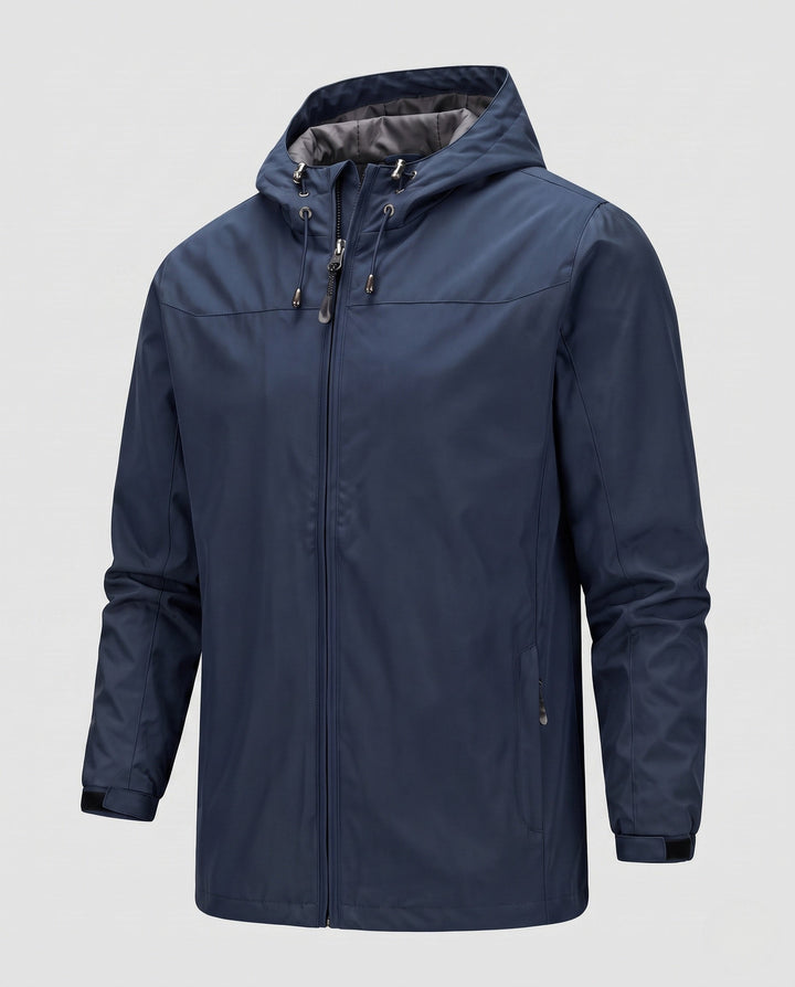 Men's lightweight wind and water repellent hooded jacket with adjustable hood and zippered pockets Hudson & Parker
