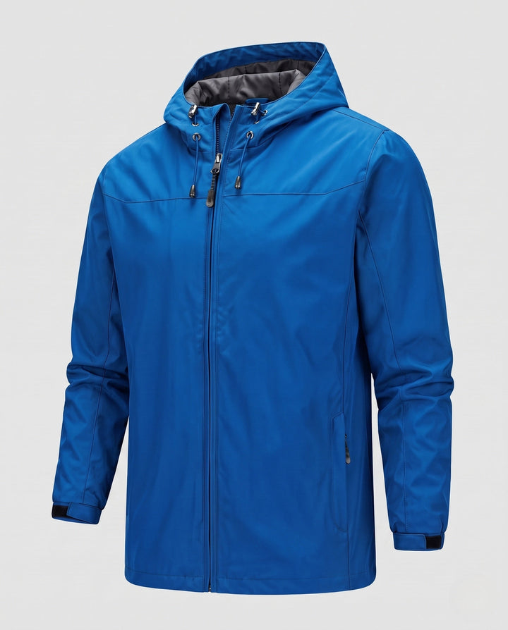 Men's lightweight wind and water repellent hooded jacket with adjustable hood and zippered pockets Hudson & Parker