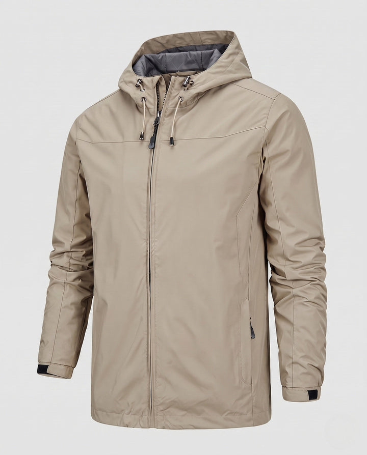 Men's lightweight wind and water repellent hooded jacket with adjustable hood and zippered pockets Hudson & Parker