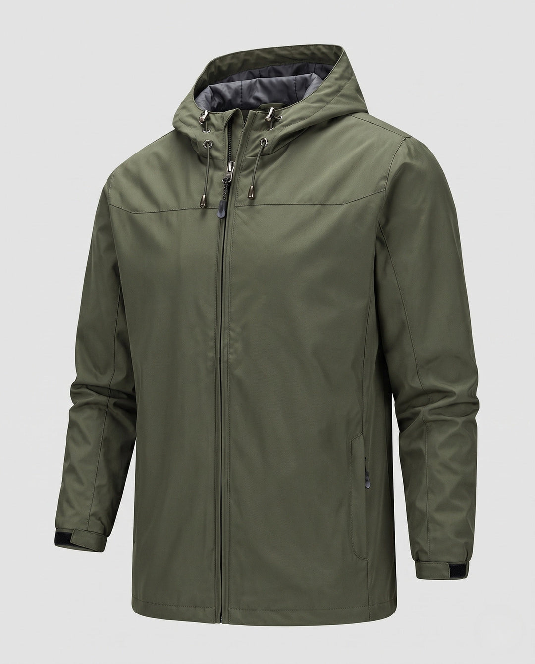 Men's lightweight wind and water repellent hooded jacket with adjustable hood and zippered pockets Hudson & Parker