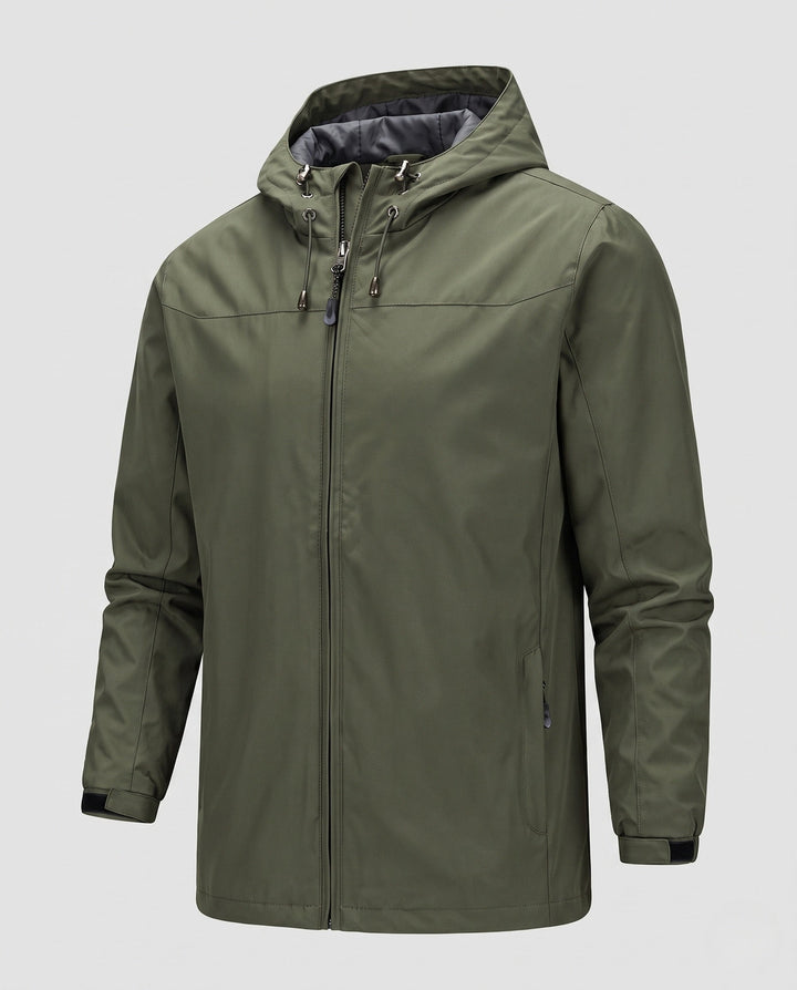 Men's lightweight wind and water repellent hooded jacket with adjustable hood and zippered pockets Hudson & Parker