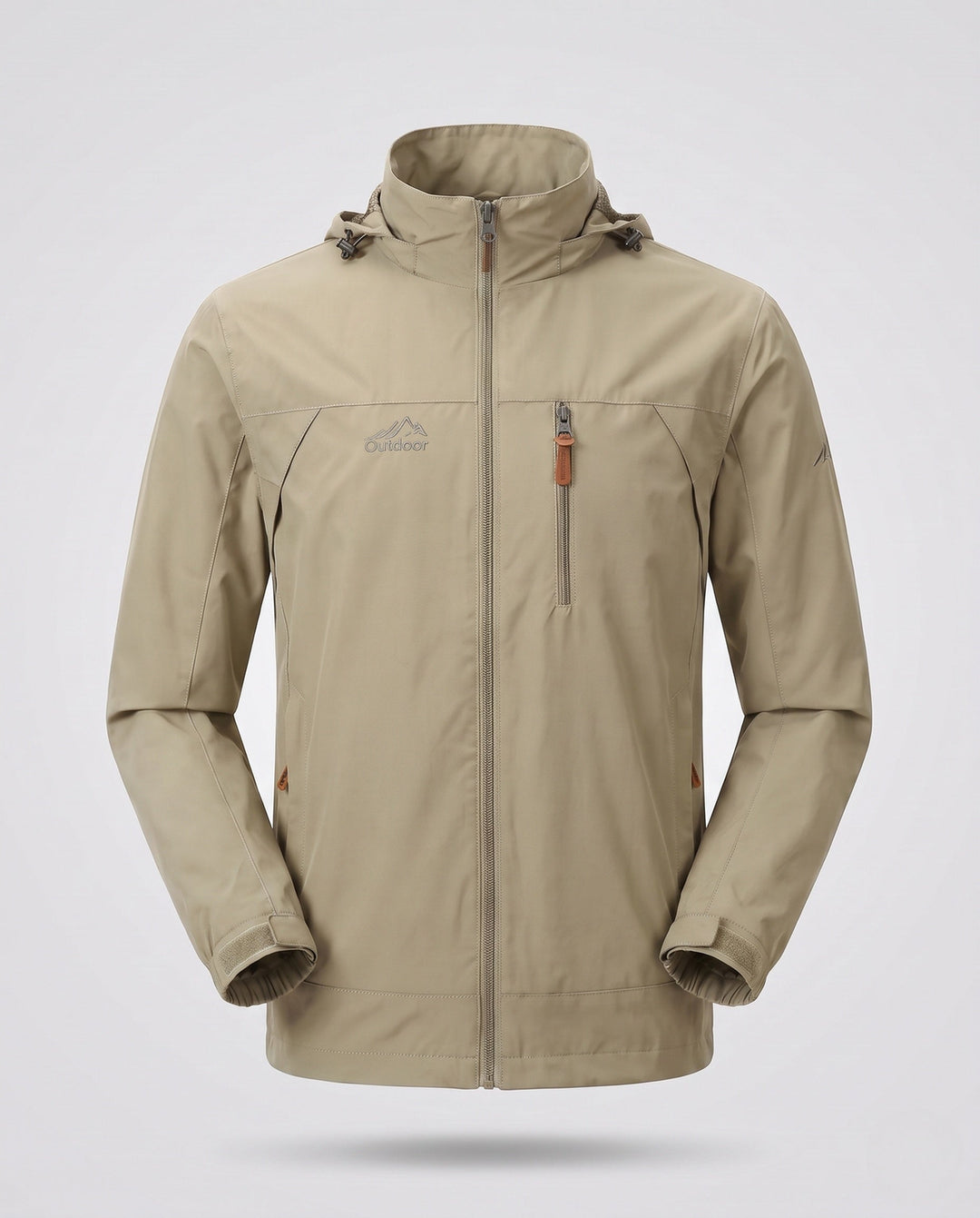 Men's Lightweight Windproof Hooded Outdoor Jacket with Chest Zipper and Stowable Hood Hudson & Parker
