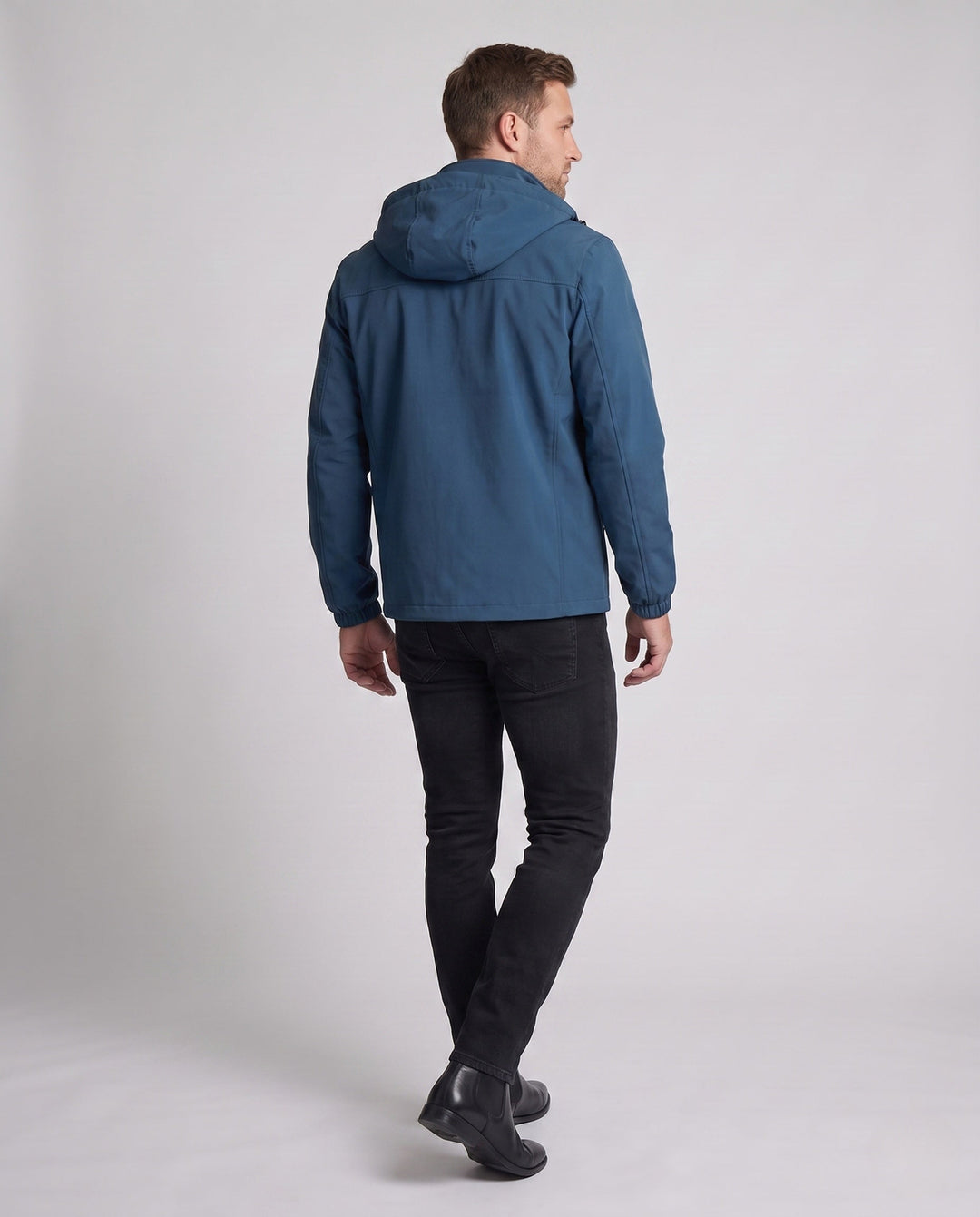 Men's lightweight windproof hoodie jacket with warming fleece lining and zippered pockets Hudson & Parker