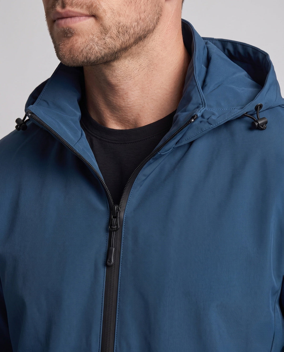 Men's lightweight windproof hoodie jacket with warming fleece lining and zippered pockets Hudson & Parker