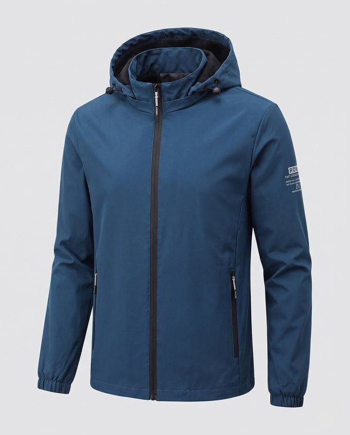 Men's lightweight windproof hoodie jacket with warming fleece lining and zippered pockets Hudson & Parker