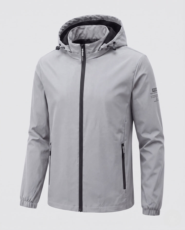Men's lightweight windproof hoodie jacket with warming fleece lining and zippered pockets Hudson & Parker