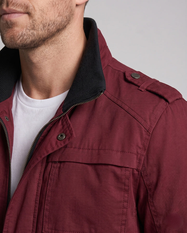 Men's Lightweight Canvas Blouson with Checked Lining and Ribbed Cuffs Hudson & Parker