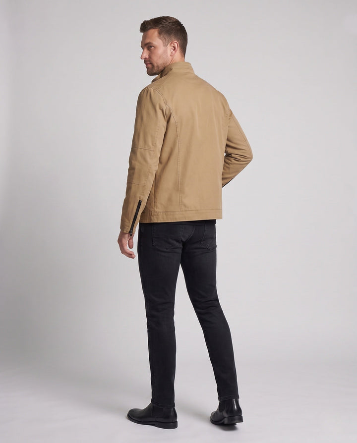 Men's Lightweight Blend Utility Jacket with Stand Collar and Zipper Hudson & Parker