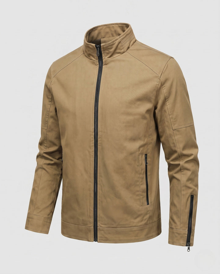 Men's Lightweight Blend Utility Jacket with Stand Collar and Zipper Hudson & Parker