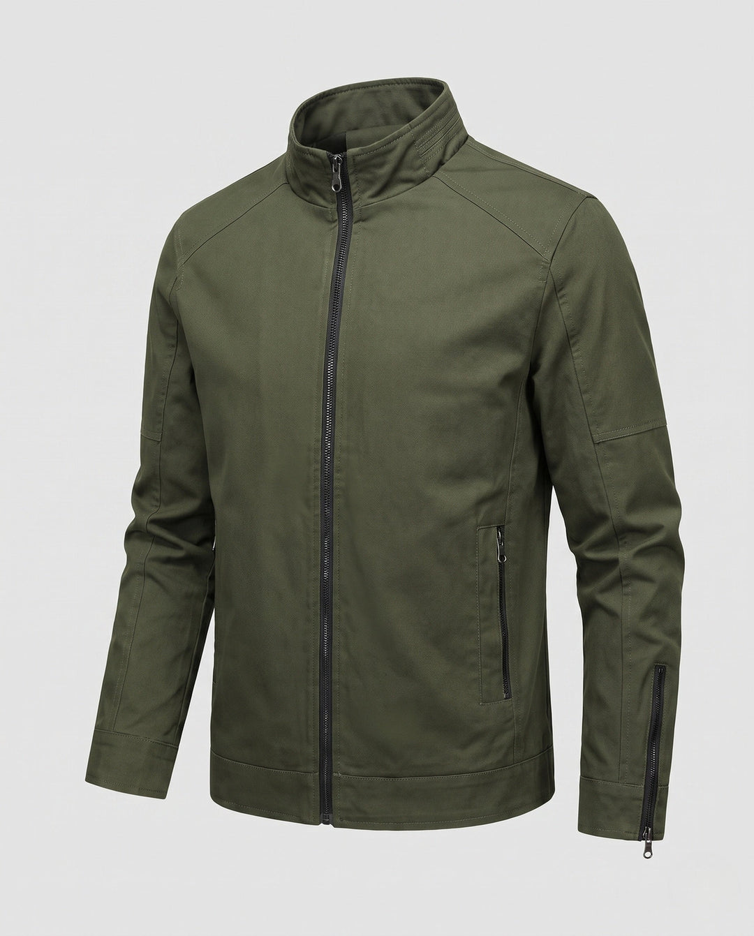 Men's Lightweight Blend Utility Jacket with Stand Collar and Zipper Hudson & Parker