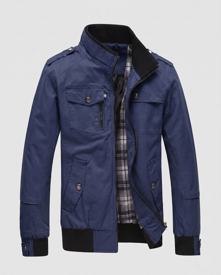 Men's Lightweight Field Blouson with Stand-Up Collar and Multi-Pockets Hudson & Parker