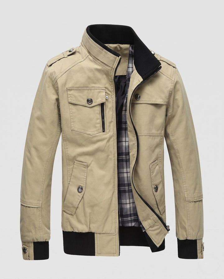 Men's Lightweight Field Blouson with Stand-Up Collar and Multi-Pockets Hudson & Parker