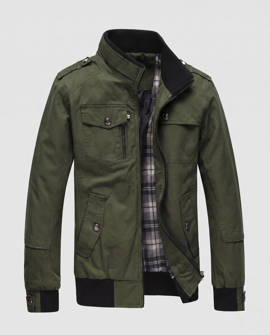 Men's Lightweight Field Blouson with Stand-Up Collar and Multi-Pockets Hudson & Parker