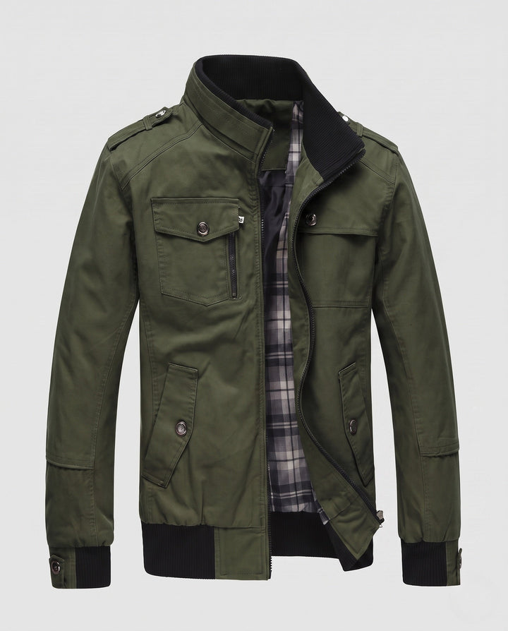 Men's Lightweight Field Blouson with Stand-Up Collar and Multi-Pockets Hudson & Parker