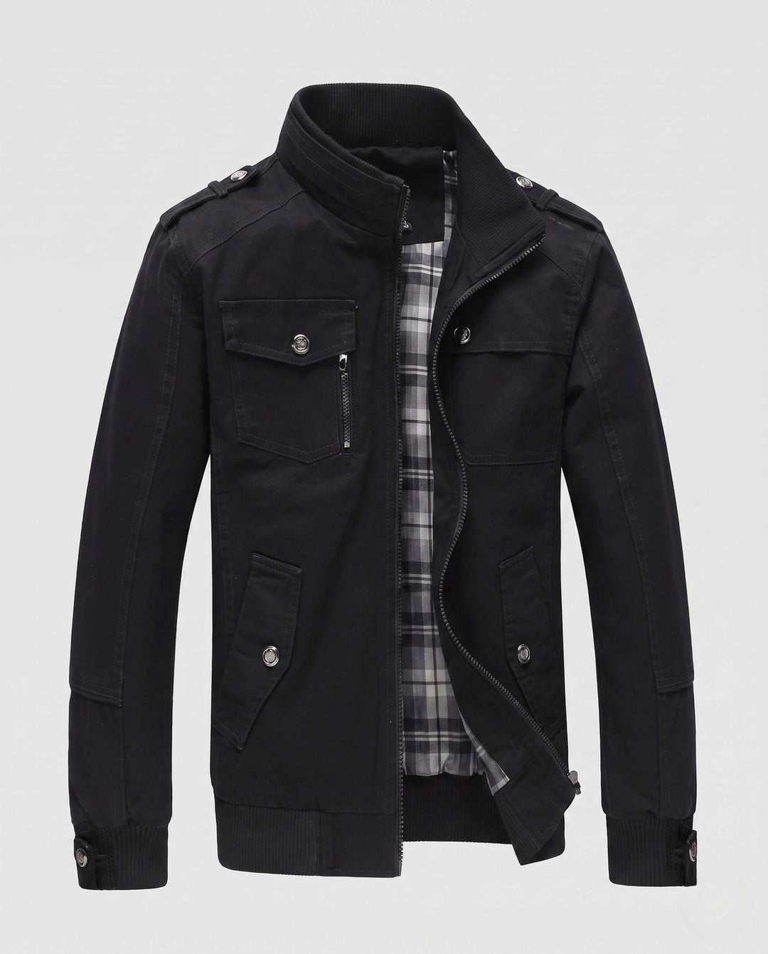 Men's Lightweight Field Blouson with Stand-Up Collar and Multi-Pockets Hudson & Parker