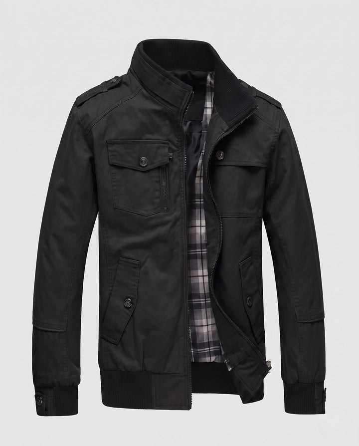 Men's Lightweight Field Blouson with Stand-Up Collar and Multi-Pockets Hudson & Parker