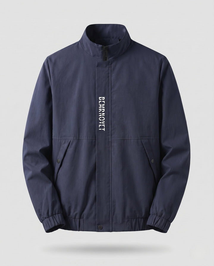 Men's Lightweight Harrington Jacket with Stand-Up Collar, Zipper, Flap Pockets, and Elastic Hem Hudson & Parker