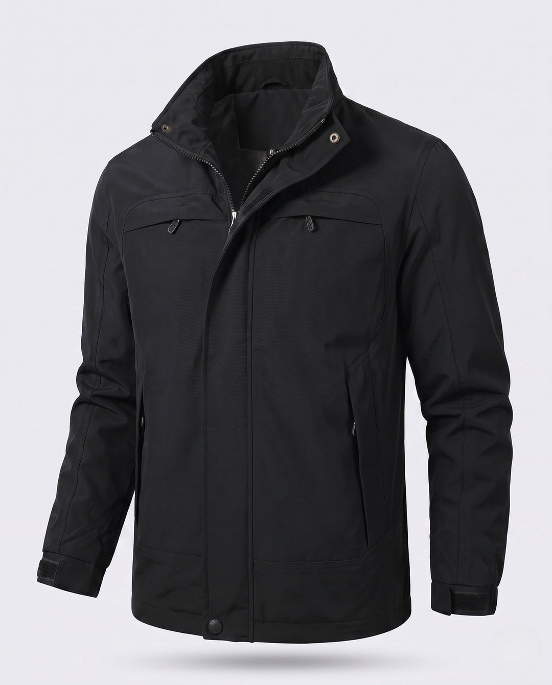 Men's Lightweight Hooded Canvas Jacket with Concealed Zip Front and Chest Zippers Hudson & Parker