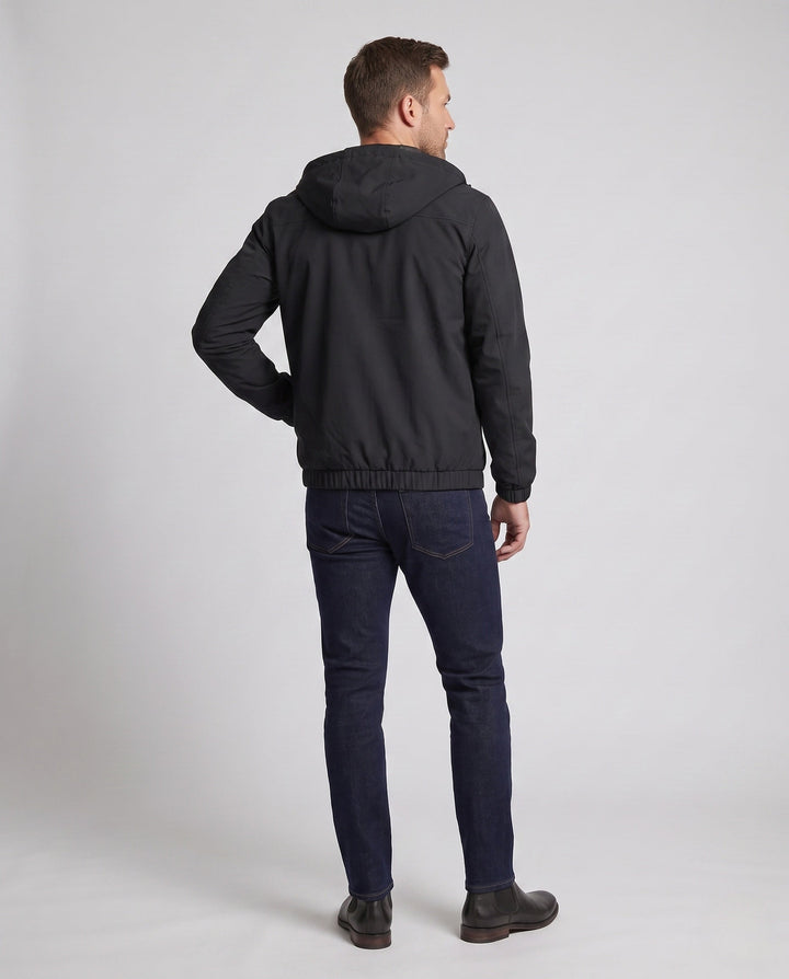 Men's Lightweight Hooded Windbreaker with Elastic Cuffs and Concealed Zipper Hudson & Parker