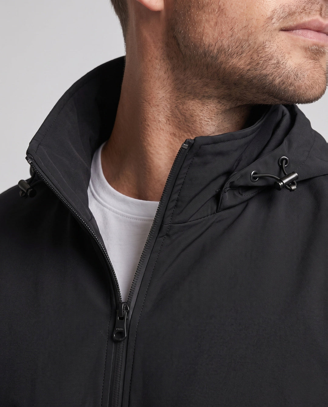 Men's Lightweight Hooded Windbreaker with Elastic Cuffs and Concealed Zipper Hudson & Parker
