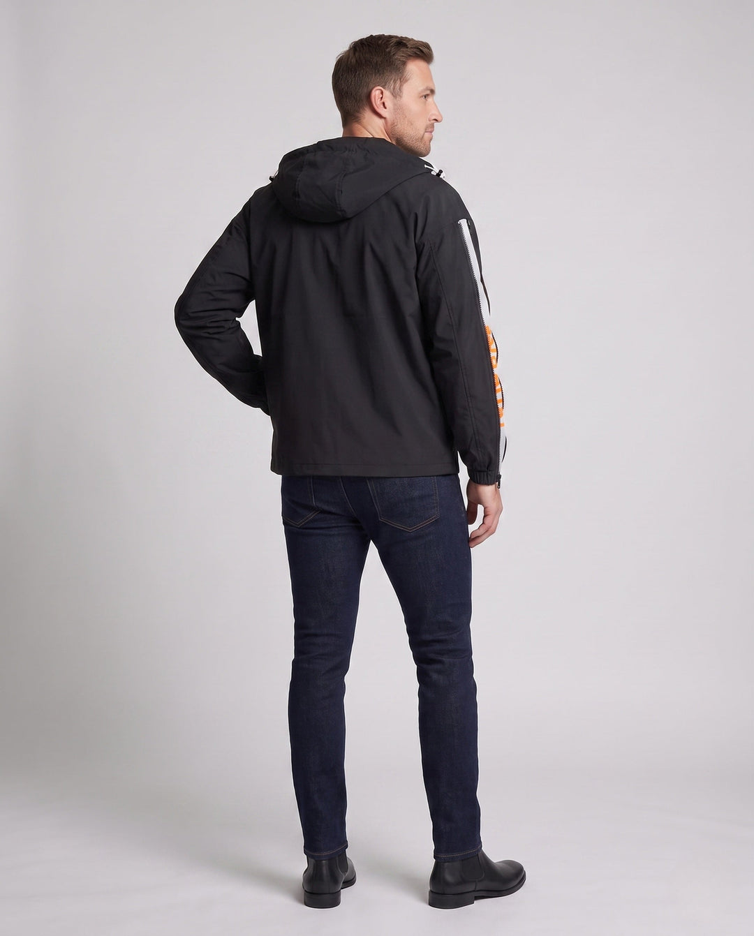 Men's lightweight hooded blouse with side zip sleeves and tape insert Hudson & Parker