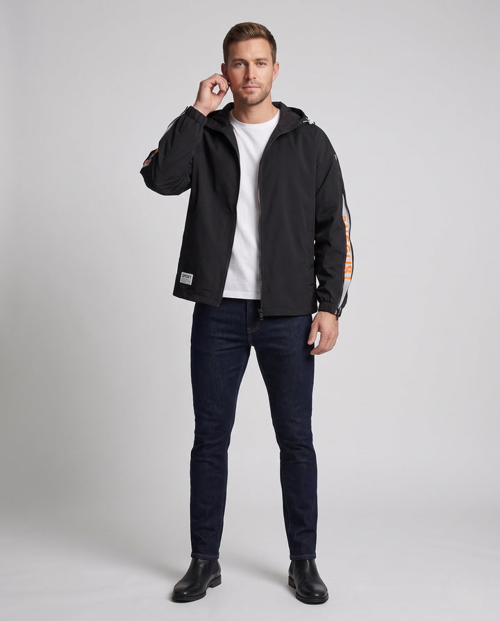 Men's lightweight hooded blouse with side zip sleeves and tape insert Hudson & Parker