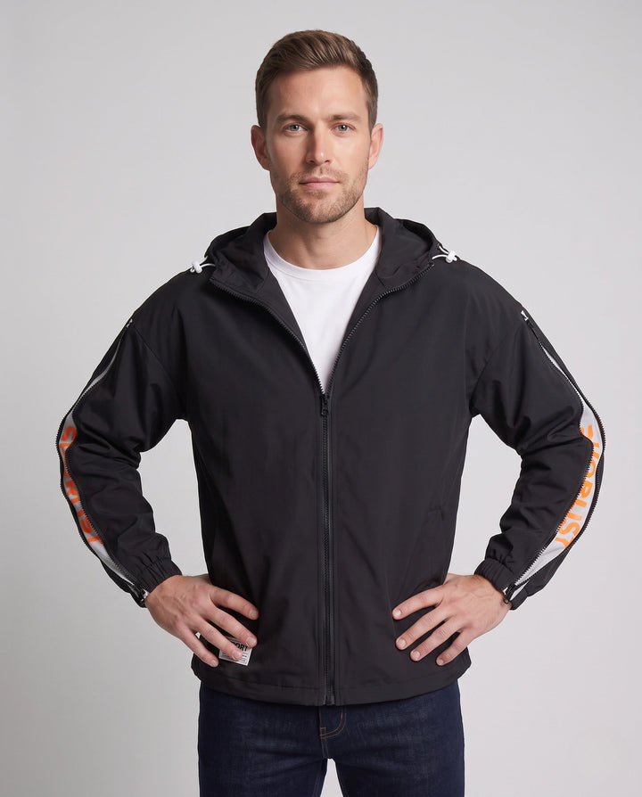 Men's lightweight hooded blouse with side zip sleeves and tape insert Hudson & Parker